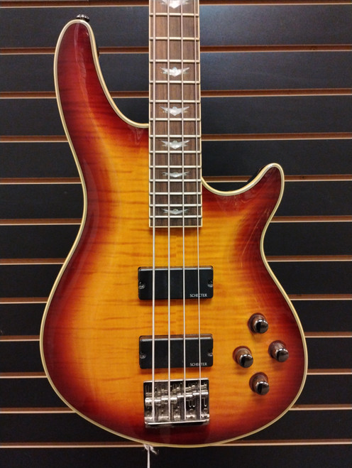 Vist Large View of Product Image Which is Used Schecter OMEN EXTREME 4 Bass Guitar Cherry Sunburst 4-String