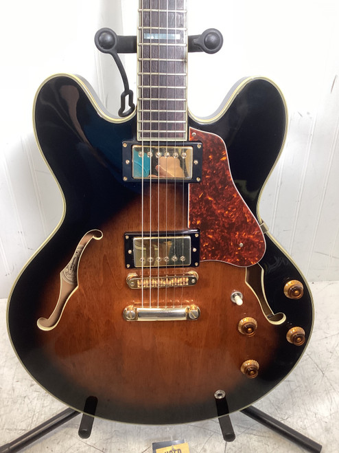Vist Large View of Product Image Which is Used Washburn HB 35 Vintage Semi-Hollow Electric Guitar Sunburst 6-String