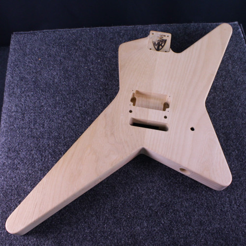 Vist Large View of Product Image Which is Used MUSIKRAFT STAR BODY UNFINISHED FUN Pointy Electric Guitar Natural 6-String