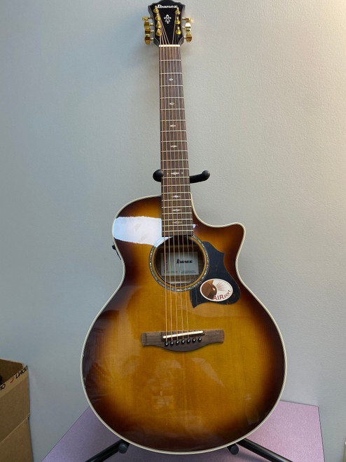 Vist Large View of Product Image Which is Used Ibanez AE3007FMH-TBH Solid Top Acoustic Guitar Sunburst
