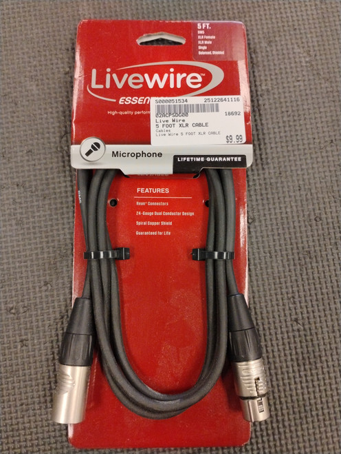 Vist Large View of Product Image Which is Used Live Wire 5 FOOT XLR CABLE Cable