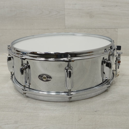 Vist Large View of Product Image Which is Used Slingerland 141x5 Steel Chrome Snare Vintage Metal Snare Drum