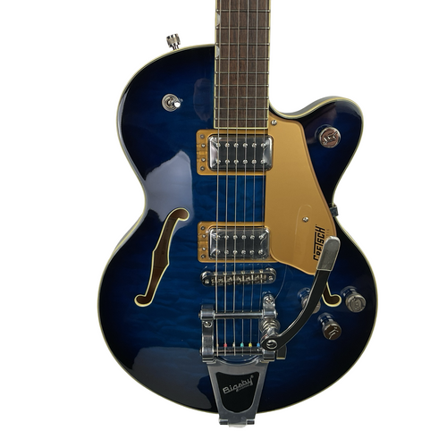 Vist Large View of Product Image Which is Used Gretsch G5655T-QM Semi-Hollow Electric Guitar Blue 6-String
