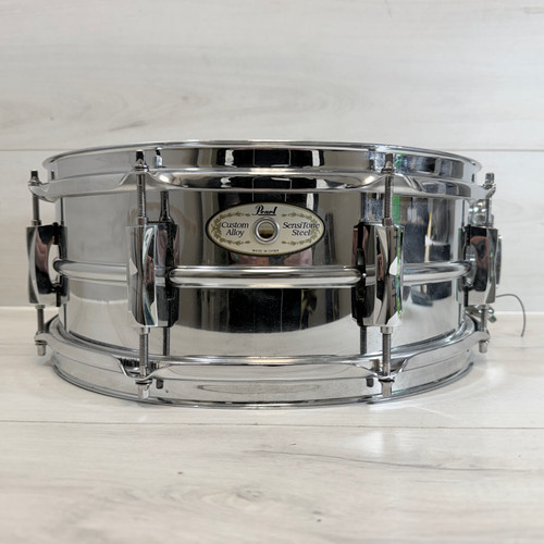Vist Large View of Product Image Which is Used Pearl CUSTOM ALLOY SENSITONE STEEL SNARE Single Drum 14"