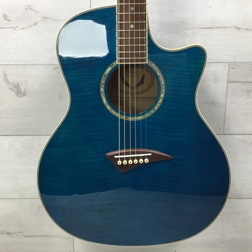 Vist Large View of Product Image Which is Used Dean Exotic Woods EFM-TBL Laminate Top Acoustic/Electric Guitar Blue