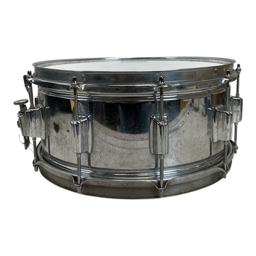 Vist Large View of Product Image Which is Used Rogers 1970s Superten Vintage Metal Snare Drum 14"