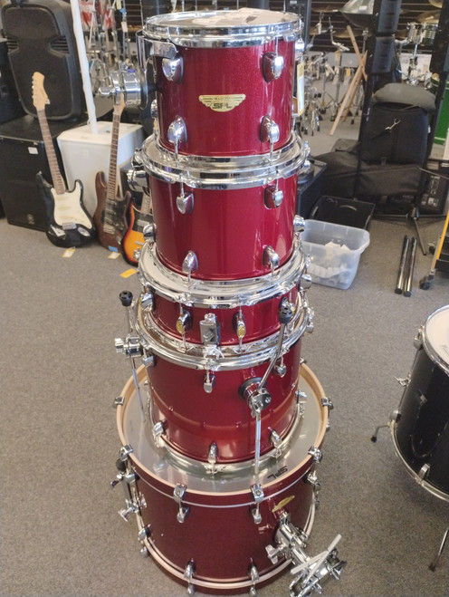 Vist Large View of Product Image Which is Used Sound Percussion 5 PIECE KIT Drum Shells and Hardware Red 22" Kick Drum