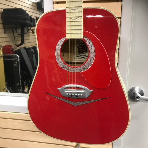 Vist Large View of Product Image Which is Used Esteban EL DORADO CADILLAC Vintage Laminate Top Acoustic Guitar Red