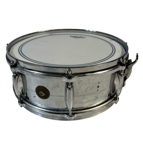 Vist Large View of Product Image Which is Used Vintage Gretsch 1961-1971 14" X 5" CHROME OVER BRASS 4160 Metal Snare Drum