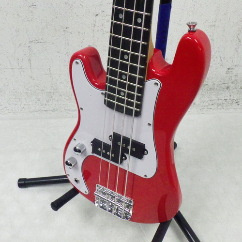 Vist Large View of Product Image Which is Used Zenison Childrens Left Handed Bass  Red 4-String