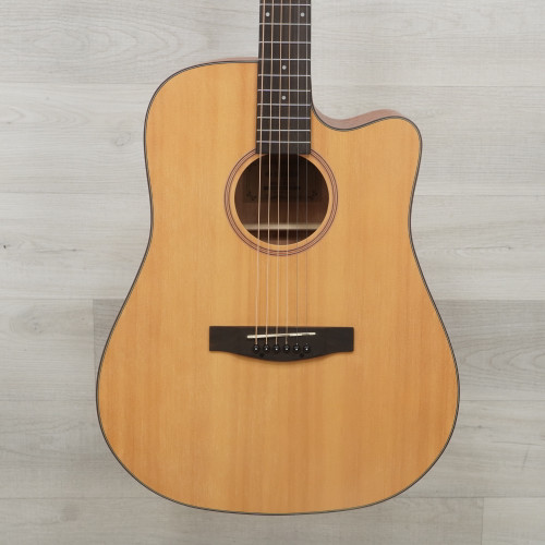 Vist Large View of Product Image Which is Used Donner DAG-1C Laminate Top Acoustic Guitar Natural AS IS