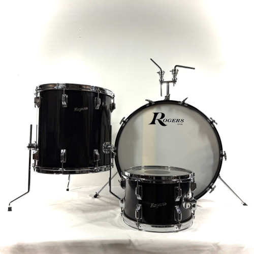Vist Large View of Product Image Which is Used Rogers Powertone 3PC Vintage Drum Shell Kit Black