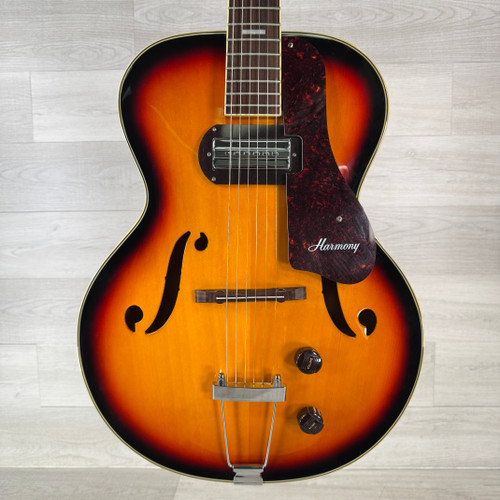Vist Large View of Product Image Which is Used Harmony H50 Reissue Hollowbody Electric Guitar - Sunburst - Case Included