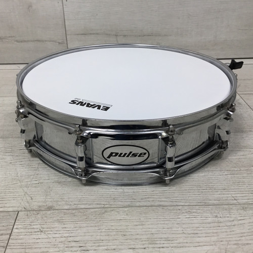 Vist Large View of Product Image Which is Used Pulse 3.5x14 Piccolo Chrome Metal Snare Drum