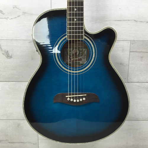 Vist Large View of Product Image Which is Used Oscar Schmidt OG10CEF Laminate Top Acoustic/Electric Guitar Blue