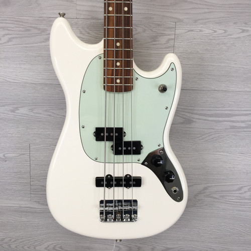 Vist Large View of Product Image Which is Used Fender Mustang PJ White Bass Guitar