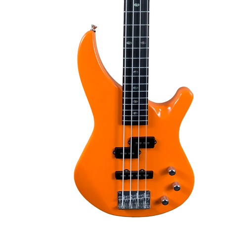 Vist Large View of Product Image Which is Used Mitchell MB1000R SHORT SCALE Bass Guitar Orange 4-String