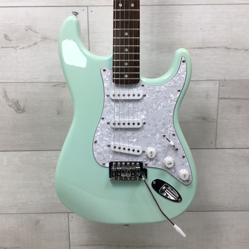 Vist Large View of Product Image Which is Used Squier Affinity Stratocaster Electric Guitar Green