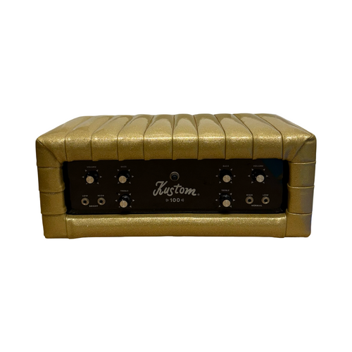 Vist Large View of Product Image Which is Used Kustom K-100 HEAD W/COVER GOLD SPARKLE Vintage Bass Amplifier Head