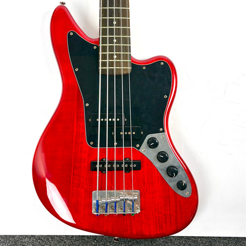 Vist Large View of Product Image Which is Used Squier Vintage Modified Jaguar Bass V Special Red 5-String