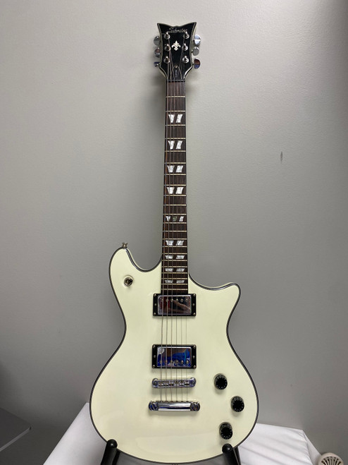 Vist Large View of Product Image Which is Used Schecter DIAMOND CUSTOM Offset Double Cutaway Electric Guitar White 6-String
