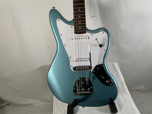 Vist Large View of Product Image Which is Used Squier FSR AFFINITY JAGUAR Offset Double Cutaway Electric Guitar Blue 6-String