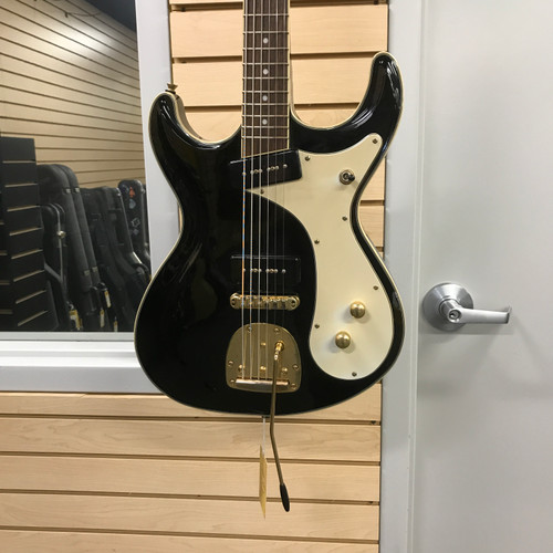 Vist Large View of Product Image Which is Used Eastwood SIDEJACK BARITONE DLX Offset Double Cutaway Electric Guitar Black 6-String