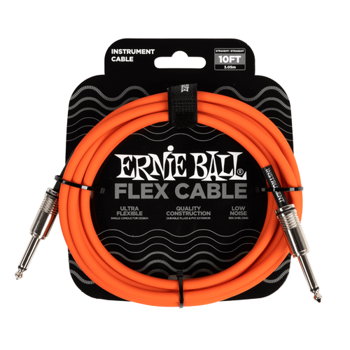 Vist Large View of Product Image Which is New - ERNIE BALL 6416 10FT STRAIGHT/STRAIGHT FLEX CABLE ORANGE