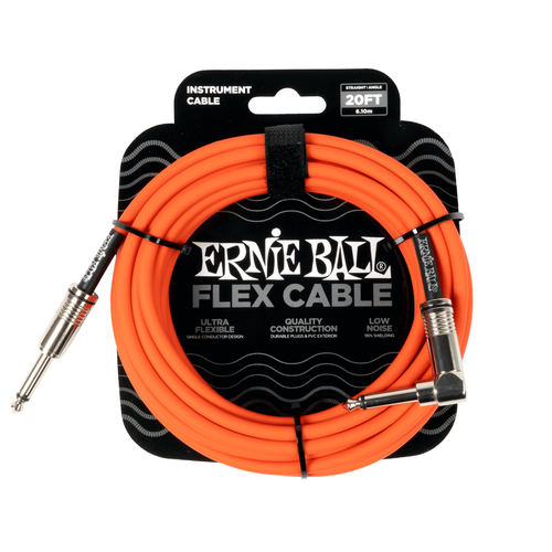 Vist Large View of Product Image Which is New - ERNIE BALL 6467 20FT ANGLE/STRAIGHT FLEX CABLE ORANGE