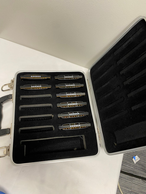 Vist Large View of Product Image Which is Used Hohner 8 PC PRO HARP SET W/ CASE Band Instrument Accessory