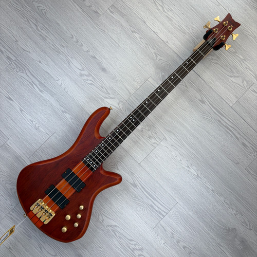 Vist Large View of Product Image Which is Used Schecter Diamond Series Stiletto Studio 4 Bass MIK Honey Satin