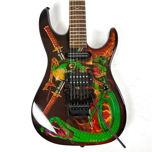 Vist Large View of Product Image Which is Used ESP Skulls and Snakes George Lynch Electric Guitar Black with Skulls and Snakes Graphic 6-String