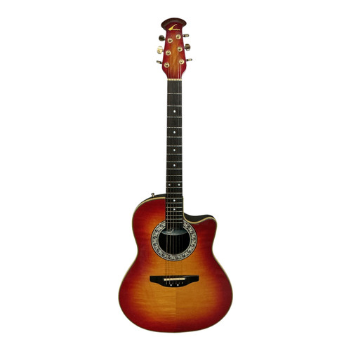 Vist Large View of Product Image Which is Used Ovation 386T Vintage Laminate Top Acoustic Guitar Cherry Sunburst