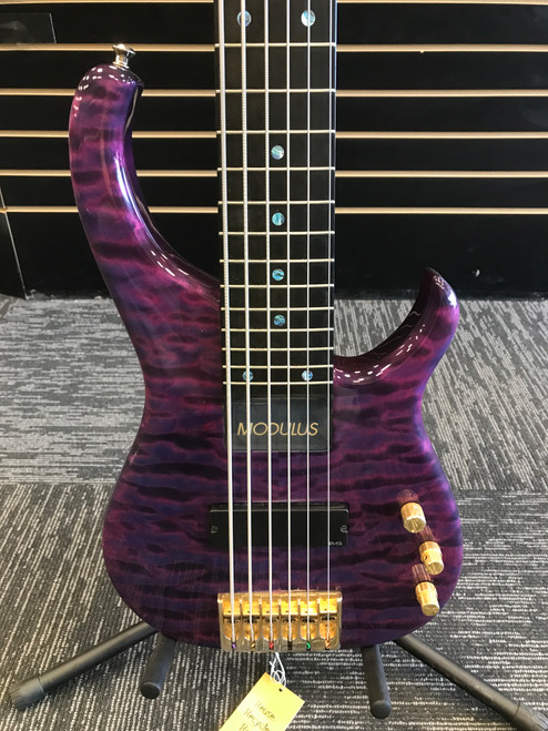 Vist Large View of Product Image Which is Used Modulus QUANTUM SWEET SPOT 6 Vintage Bass Guitar Purple 6-String