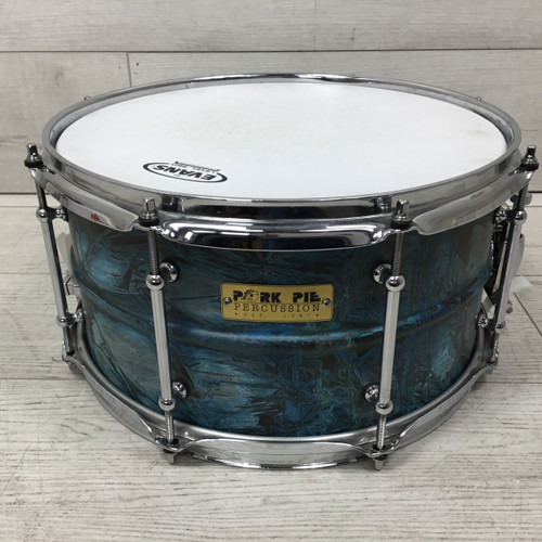 Vist Large View of Product Image Which is Used Pork Pie PP7X13PB Patina Brass 7x13 Metal Snare Drum