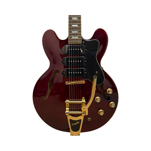 Vist Large View of Product Image Which is Used Epiphone RIVERIA P93 RED WINE/GOLD NO CASE Semi-Hollow Electric Guitar Red 6-String