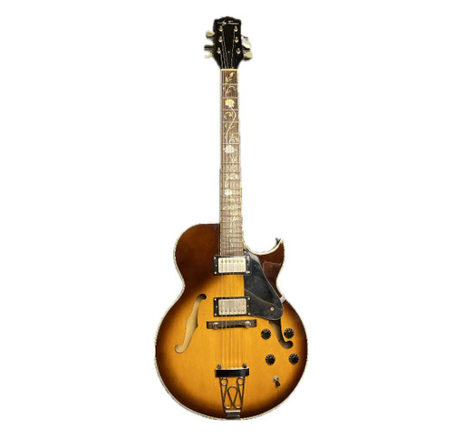 Vist Large View of Product Image Which is Used Jay Turser HOLLOWBODY W/ FLOWER INLAY Semi-Hollow Electric Guitar Tobacco Sunburst 6-String