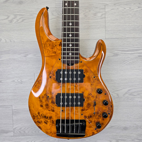 Vist Large View of Product Image Which is Used Sterling by Ernie Ball Stingray RAY35HH Bass Guitar Amber 5-String