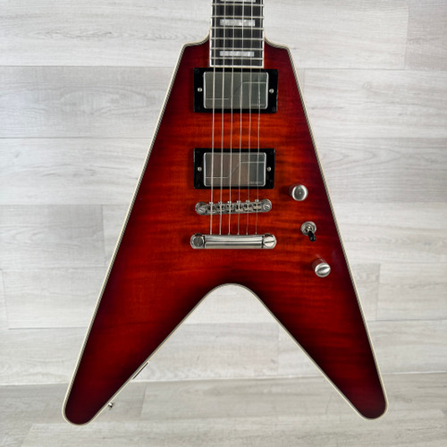 Vist Large View of Product Image Which is Used Epiphone Flying V Prophecy Electric Guitar - Aged Bengal Tiger Burst - Gig Bag Included