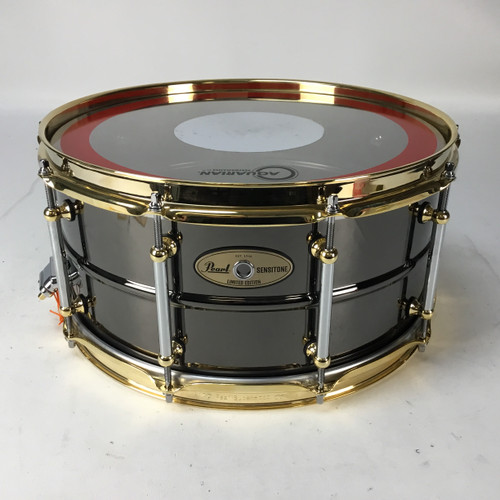 Vist Large View of Product Image Which is Used Pearl SENSITONE LTD BLACK BRASS SNARE Metal Snare Drum 14"