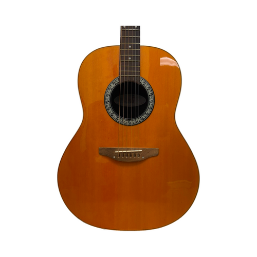 Vist Large View of Product Image Which is Used Ovation 1711 BALLADEER A/E CRACKED BODY Vintage Solid Top Acoustic Guitar Amber