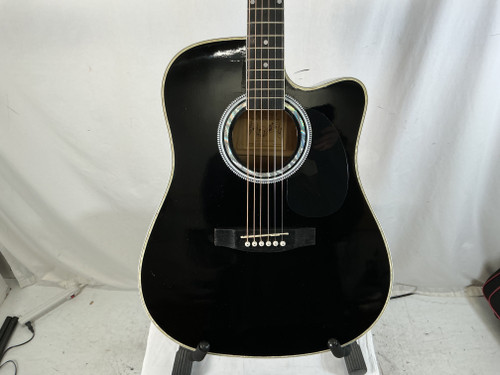 Vist Large View of Product Image Which is Used Esteban ALC-200 AS IS BRIDGE LIFT Laminate Top Acoustic Guitar Black