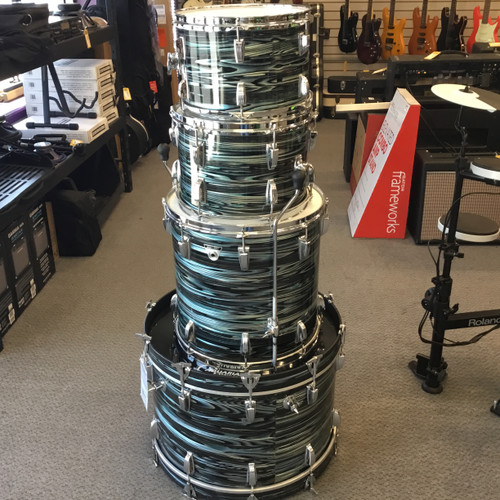 Vist Large View of Product Image Which is Used Ludwig Standard Blue Strata 4 Piece Drum Shell Kit