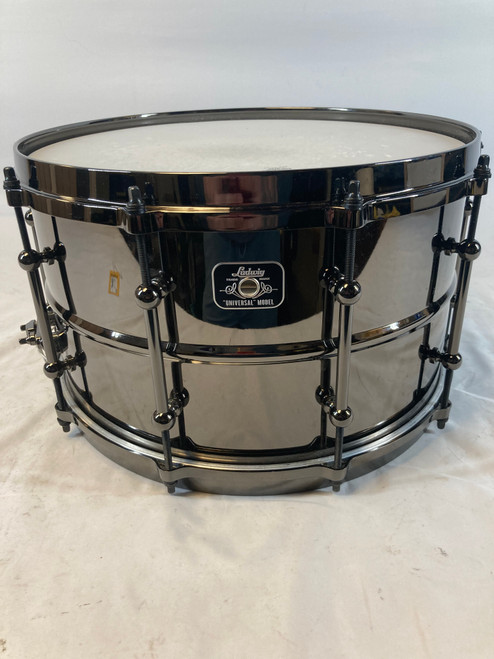 Vist Large View of Product Image Which is Used Ludwig Universal 14"x8" Black Nickel Brass Snare Drum