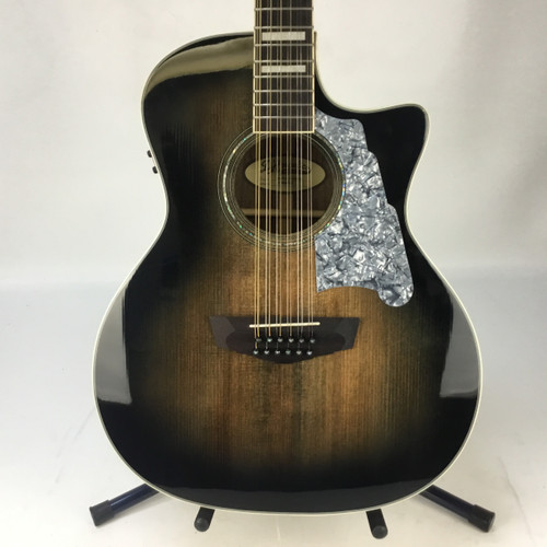 Vist Large View of Product Image Which is Used D'Angelico PREMEIR FULTON 12 Laminate Top Acoustic Guitar Tobacco Sunburst