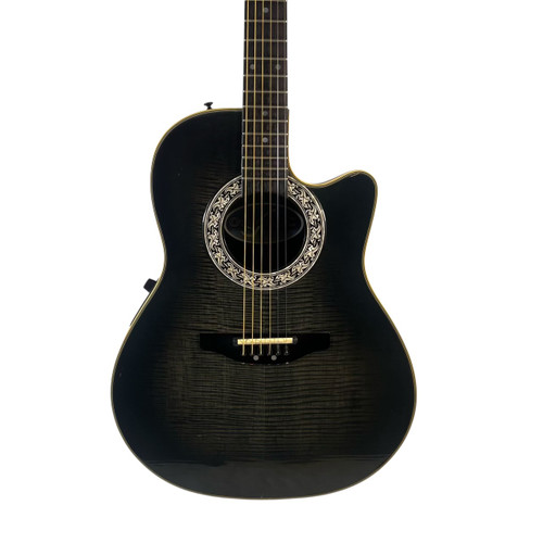 Vist Large View of Product Image Which is Used 1991 Ovation 386T Pinnacle Acoustic-Electric Guitar w/ OHSC - Black