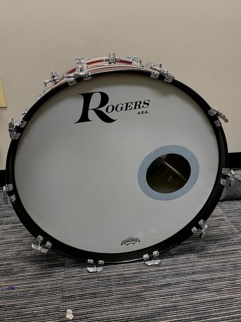 Vist Large View of Product Image Which is Used Rogers HOLIDAY RED SPARKLE KICK 22 INCH Vintage Kick Drum Red 22" Kick Drum