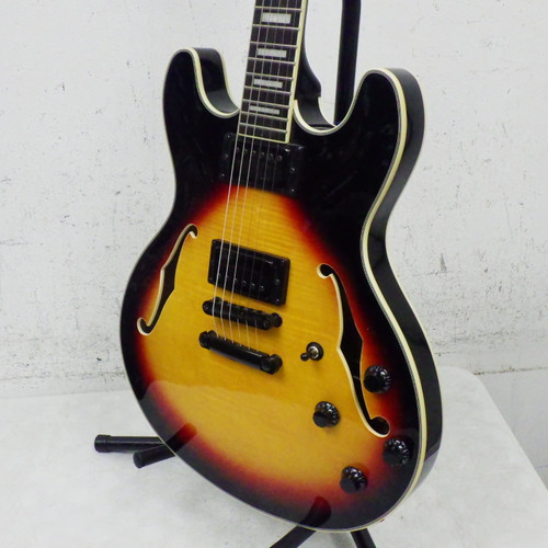 Vist Large View of Product Image Which is Used Monoprice indio Boardwalk Hollowbody  Sunburst 6-String