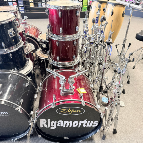 Vist Large View of Product Image Which is Used 5 PC DRUM SET Drum Shell Kit Red 22" Kick Drum