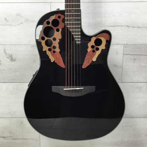 Vist Large View of Product Image Which is Used Ovation Elite Celebrity Mid-Depth Acoustic/Electric Guitar Black